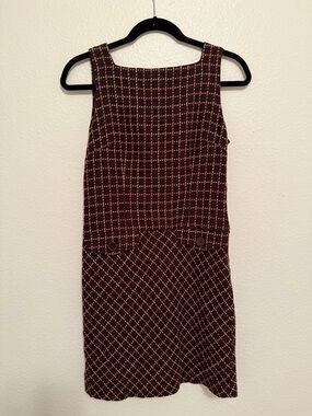 LOFT Burgundy Plaid Sleeveless Dress SizeOP